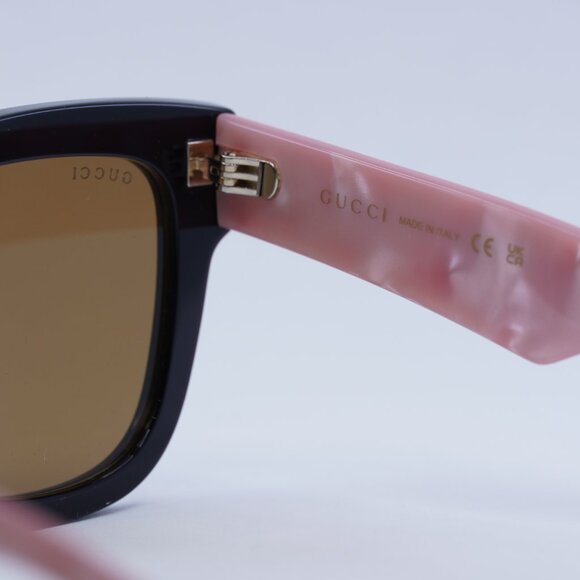 Gucci GG0998S 005 Sunglasses Black/Pink Square Frame, Brown Lenses main image 9